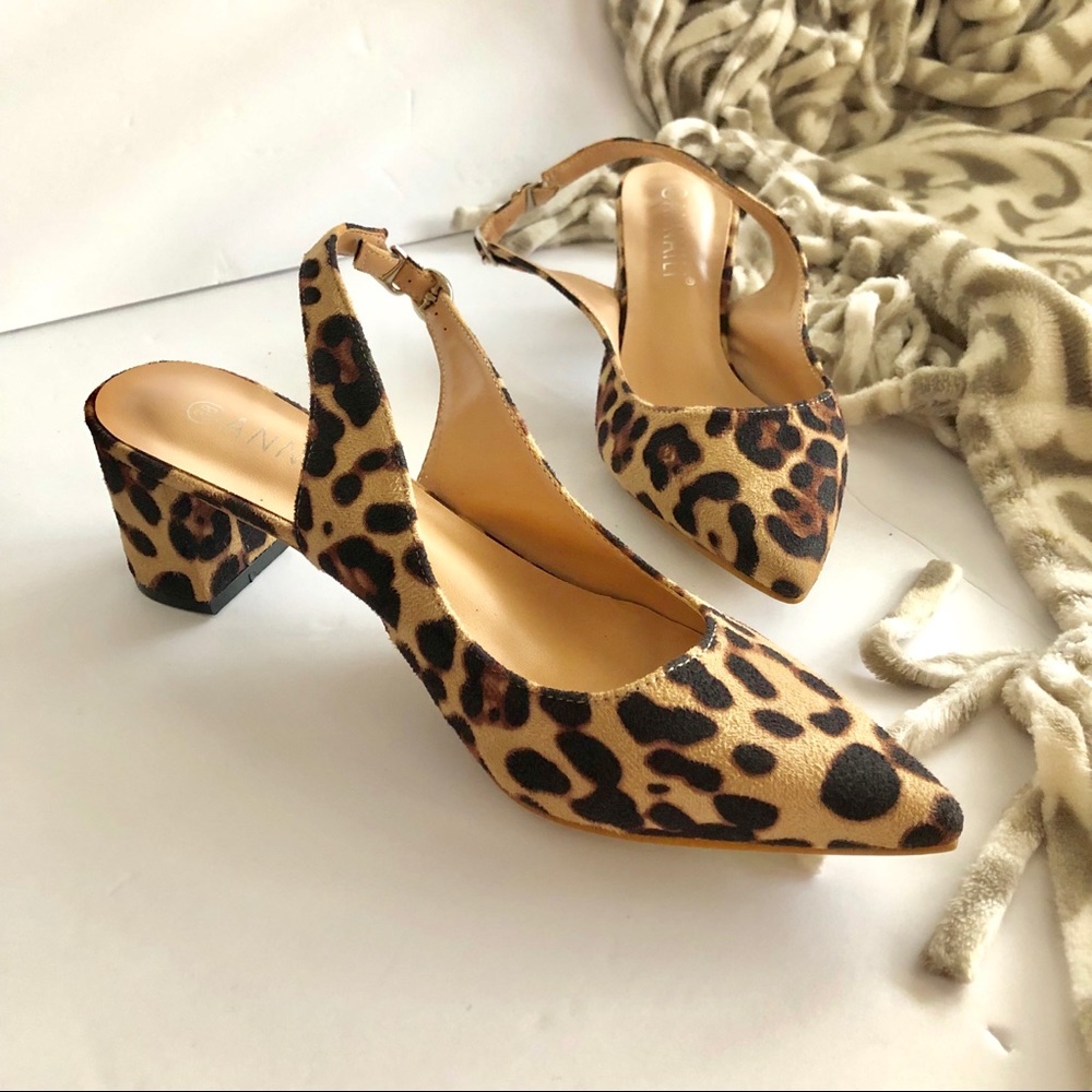 Pointy toe leopard heels